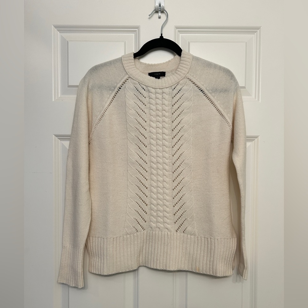 J. Crew Pointelle Cable-Knit Sweater XS